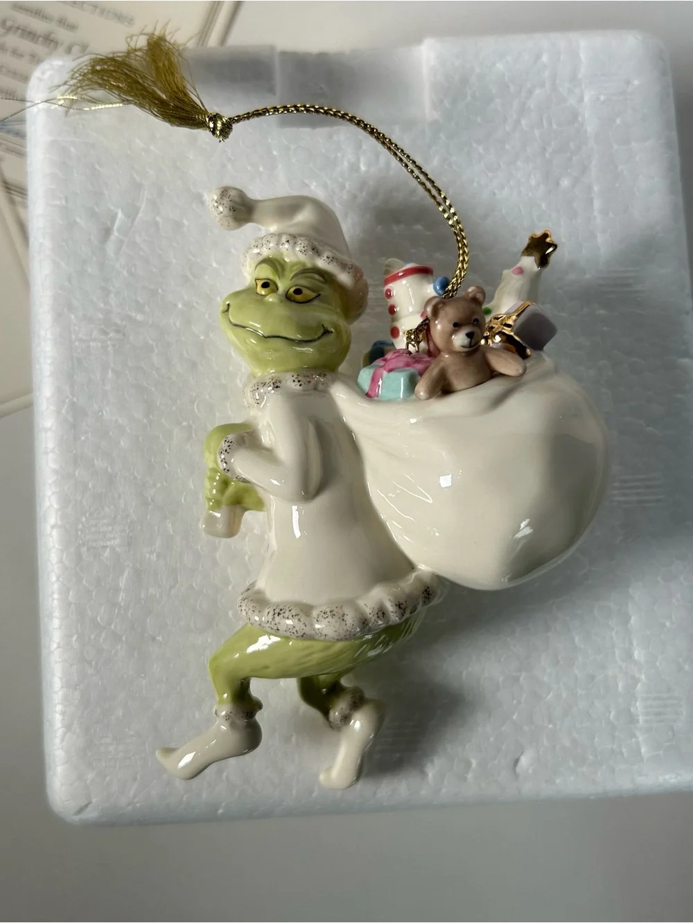 Lenox Old Grinchy Claus Grinch Ornament 24K Gold Dr Seuss w Box COA